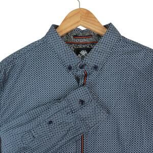 English Laundry Shirt Mens XL Blue Floral Print Long Sleeve Button Down Stretch